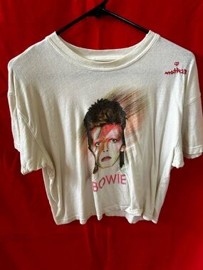 MOTHER White Bowie Graphic Tee with Red Accent